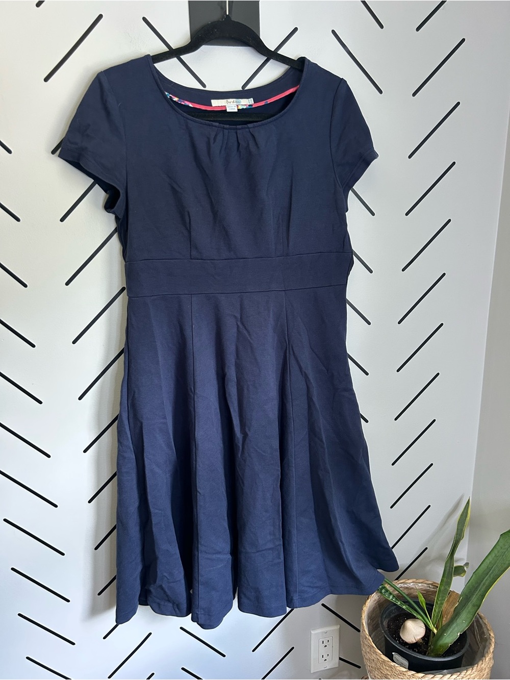 Boden ottoman style fitted pencil wiggle dress Navy blue UK 10 10R regular